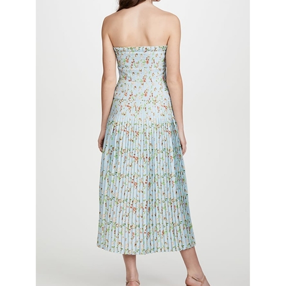 AMUR | Linen-Blend Strapless Midi Dress - Picture 5 of 14